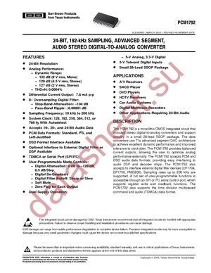 PCM1792DBR datasheet  